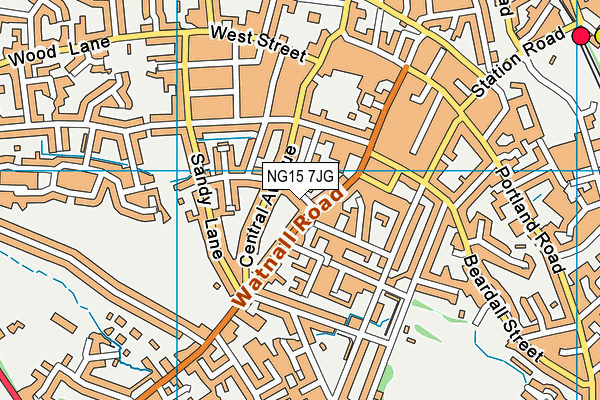 NG15 7JG map - OS VectorMap District (Ordnance Survey)