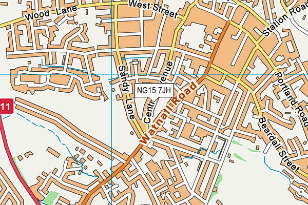 NG15 7JH map - OS VectorMap District (Ordnance Survey)