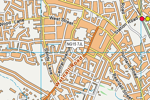 NG15 7JL map - OS VectorMap District (Ordnance Survey)