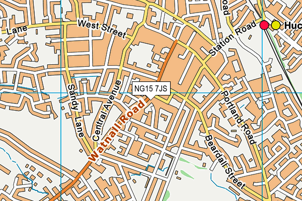 NG15 7JS map - OS VectorMap District (Ordnance Survey)