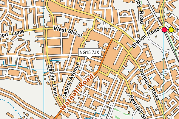NG15 7JX map - OS VectorMap District (Ordnance Survey)