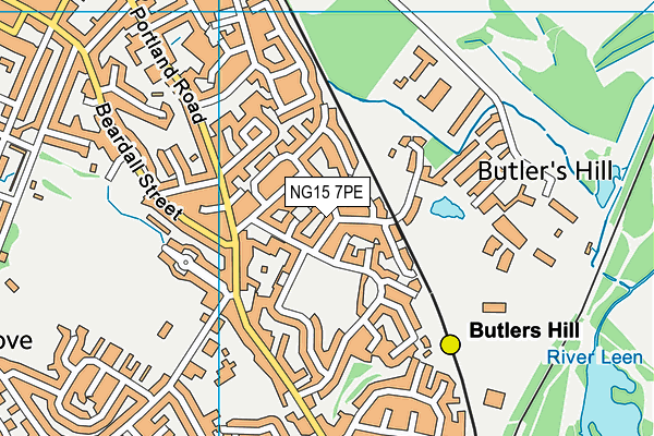 NG15 7PE map - OS VectorMap District (Ordnance Survey)