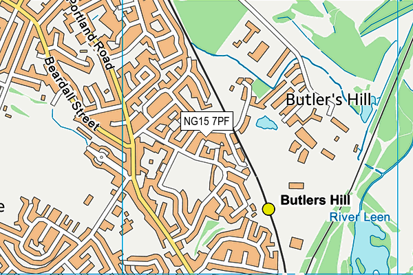NG15 7PF map - OS VectorMap District (Ordnance Survey)