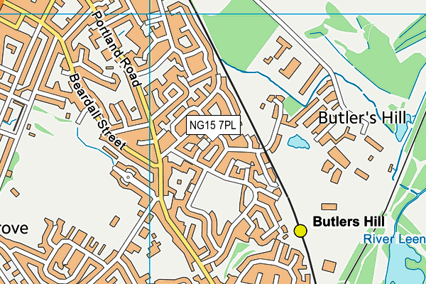 NG15 7PL map - OS VectorMap District (Ordnance Survey)