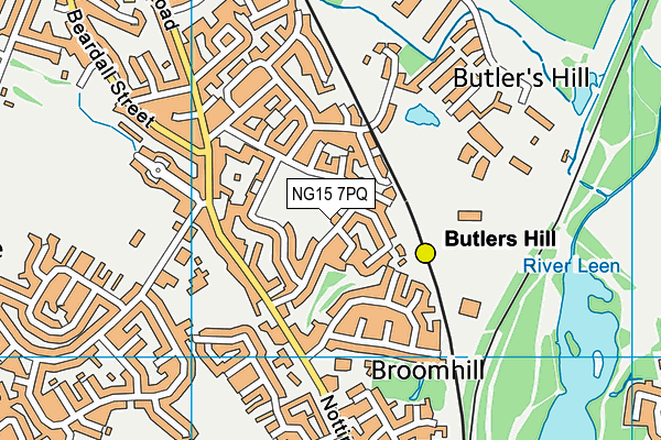 NG15 7PQ map - OS VectorMap District (Ordnance Survey)