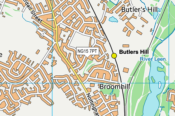 NG15 7PT map - OS VectorMap District (Ordnance Survey)