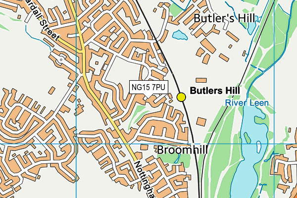 NG15 7PU map - OS VectorMap District (Ordnance Survey)