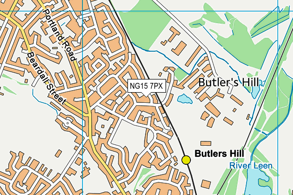 NG15 7PX map - OS VectorMap District (Ordnance Survey)