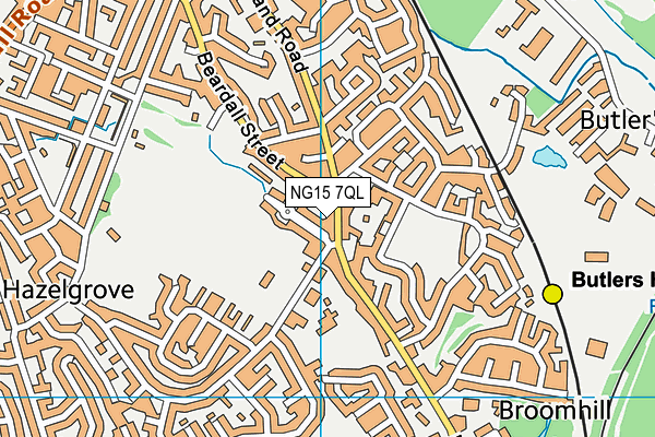 NG15 7QL map - OS VectorMap District (Ordnance Survey)