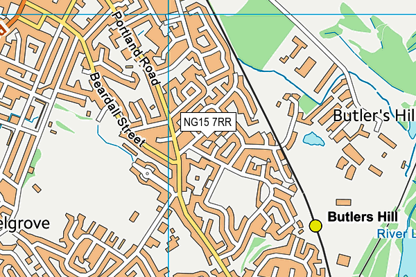NG15 7RR map - OS VectorMap District (Ordnance Survey)