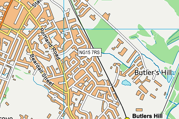 NG15 7RS map - OS VectorMap District (Ordnance Survey)