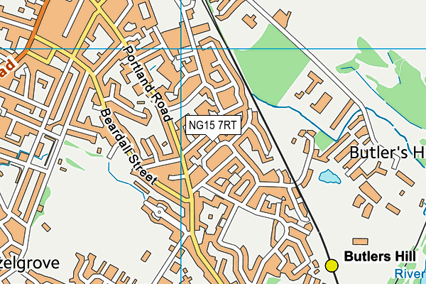 NG15 7RT map - OS VectorMap District (Ordnance Survey)
