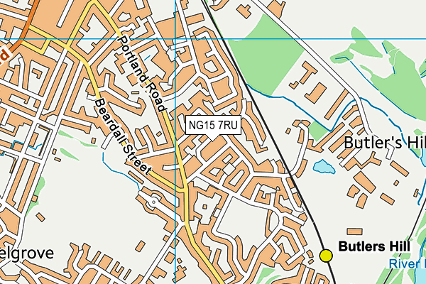 NG15 7RU map - OS VectorMap District (Ordnance Survey)