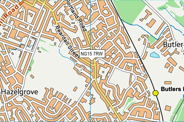 NG15 7RW map - OS VectorMap District (Ordnance Survey)
