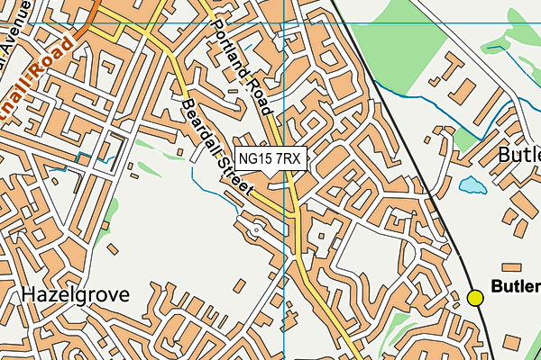 NG15 7RX map - OS VectorMap District (Ordnance Survey)