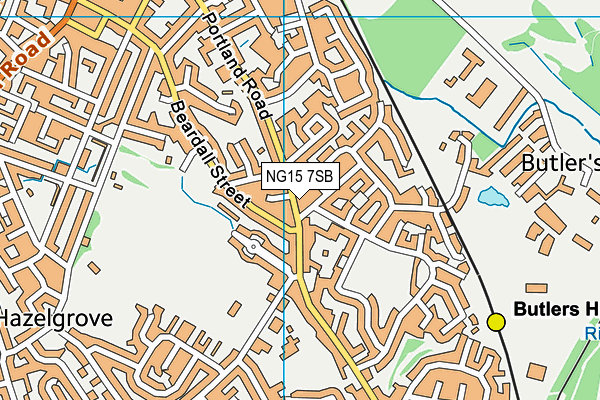 NG15 7SB map - OS VectorMap District (Ordnance Survey)