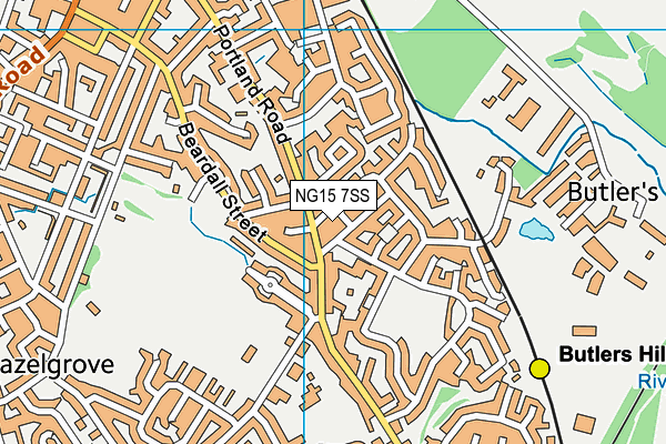 NG15 7SS map - OS VectorMap District (Ordnance Survey)