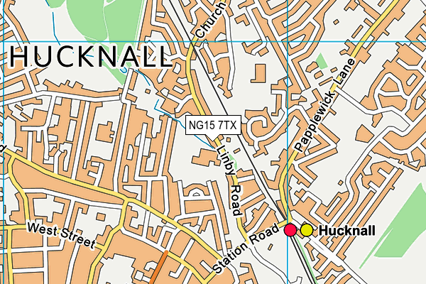 Hucknall Leisure Centre map (NG15 7TX) - OS VectorMap District (Ordnance Survey)