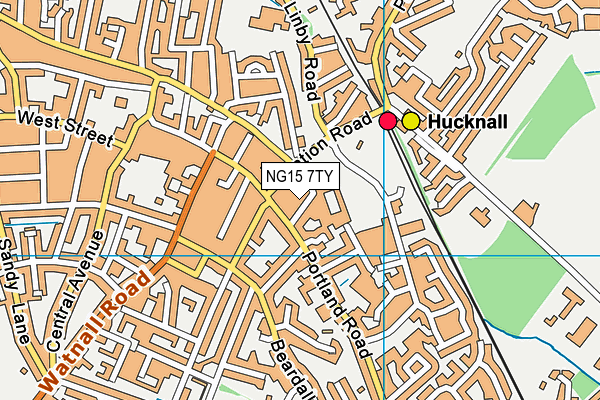 NG15 7TY map - OS VectorMap District (Ordnance Survey)