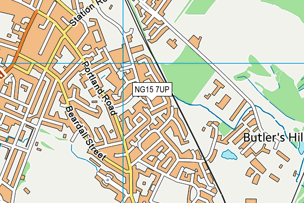 NG15 7UP map - OS VectorMap District (Ordnance Survey)