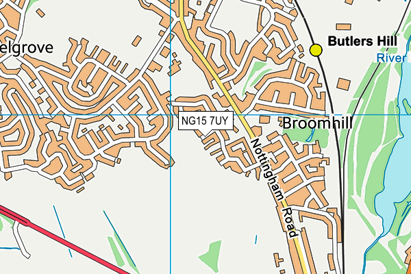 NG15 7UY map - OS VectorMap District (Ordnance Survey)