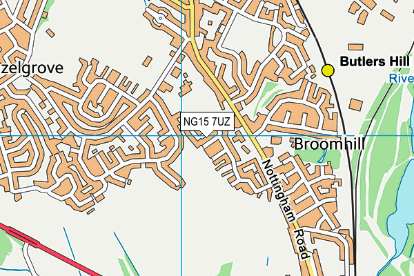 NG15 7UZ map - OS VectorMap District (Ordnance Survey)