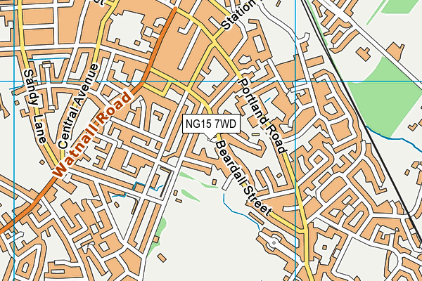 NG15 7WD map - OS VectorMap District (Ordnance Survey)