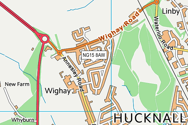 NG15 8AW map - OS VectorMap District (Ordnance Survey)