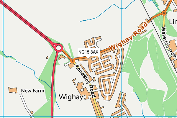 NG15 8AX map - OS VectorMap District (Ordnance Survey)