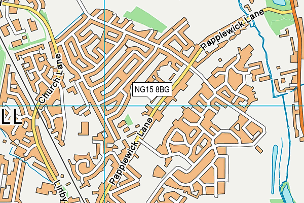 NG15 8BG map - OS VectorMap District (Ordnance Survey)