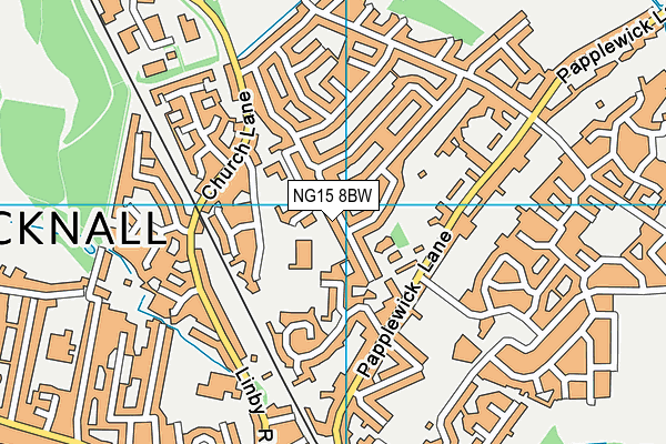 NG15 8BW map - OS VectorMap District (Ordnance Survey)