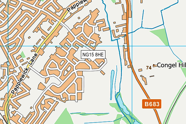 NG15 8HE map - OS VectorMap District (Ordnance Survey)