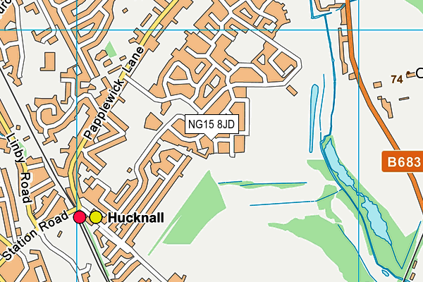NG15 8JD map - OS VectorMap District (Ordnance Survey)