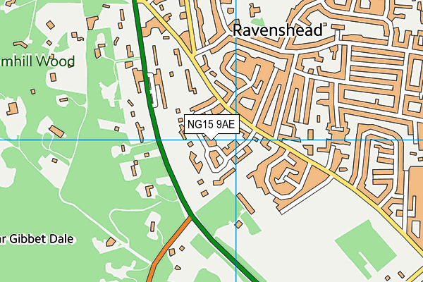NG15 9AE map - OS VectorMap District (Ordnance Survey)