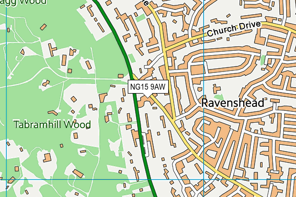 NG15 9AW map - OS VectorMap District (Ordnance Survey)