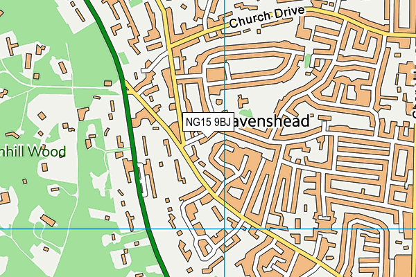 NG15 9BJ map - OS VectorMap District (Ordnance Survey)