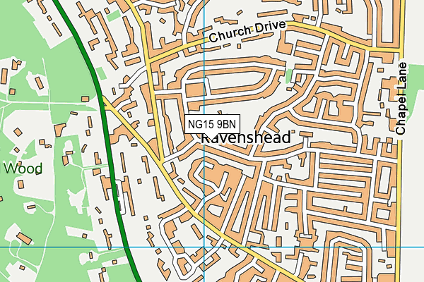 NG15 9BN map - OS VectorMap District (Ordnance Survey)