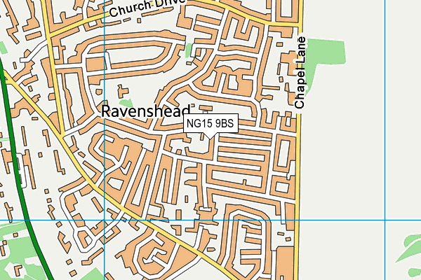 NG15 9BS map - OS VectorMap District (Ordnance Survey)