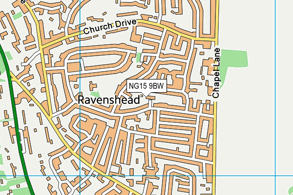 NG15 9BW map - OS VectorMap District (Ordnance Survey)