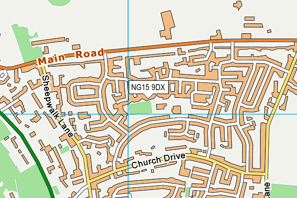 NG15 9DX map - OS VectorMap District (Ordnance Survey)