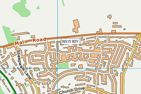 NG15 9DY map - OS VectorMap District (Ordnance Survey)