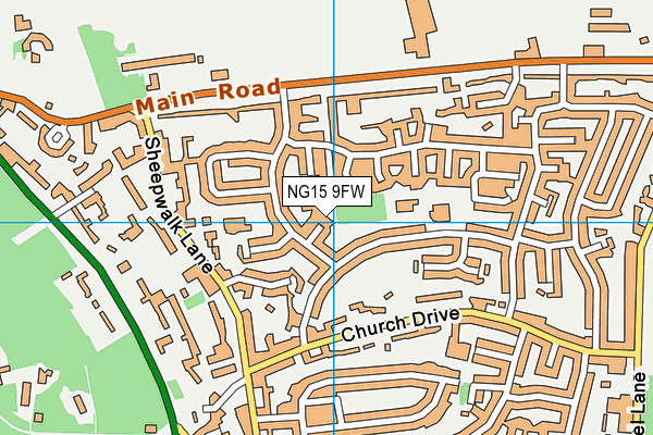 NG15 9FW map - OS VectorMap District (Ordnance Survey)