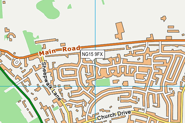 NG15 9FX map - OS VectorMap District (Ordnance Survey)
