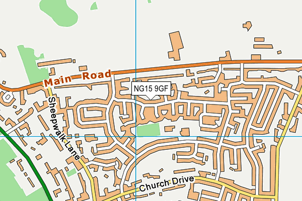 NG15 9GF map - OS VectorMap District (Ordnance Survey)