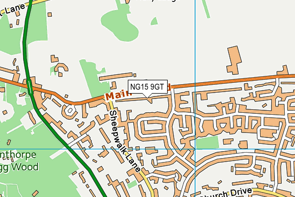 NG15 9GT map - OS VectorMap District (Ordnance Survey)