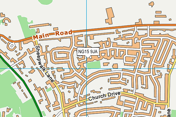 NG15 9JA map - OS VectorMap District (Ordnance Survey)