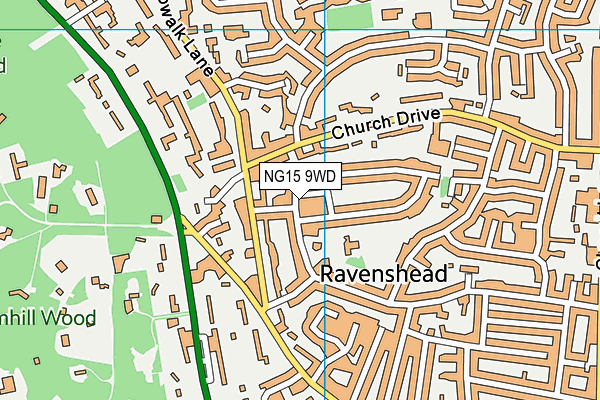 NG15 9WD map - OS VectorMap District (Ordnance Survey)