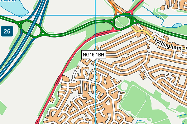 NG16 1BH map - OS VectorMap District (Ordnance Survey)