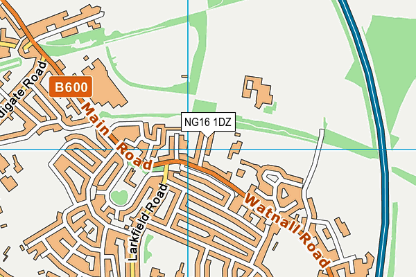 NG16 1DZ map - OS VectorMap District (Ordnance Survey)