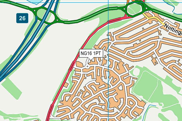 NG16 1PT map - OS VectorMap District (Ordnance Survey)